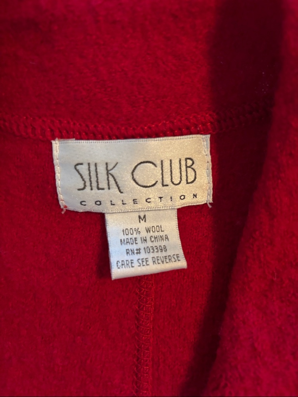 Silk Club Red Long Open Collar Coat 100%Wool Lightweight - Picture 5 of 9